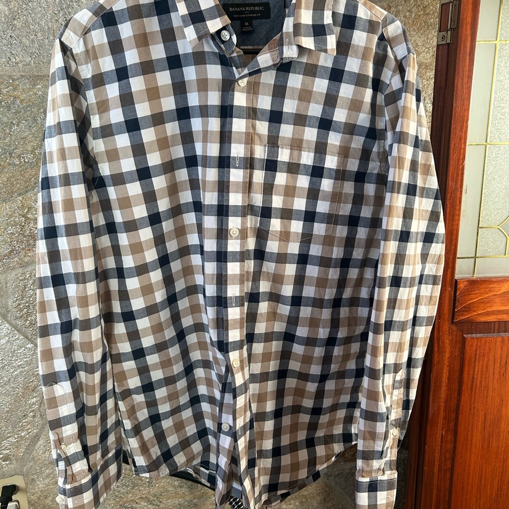Banana Republic outlet Plaid Shirt in Blue and Tan